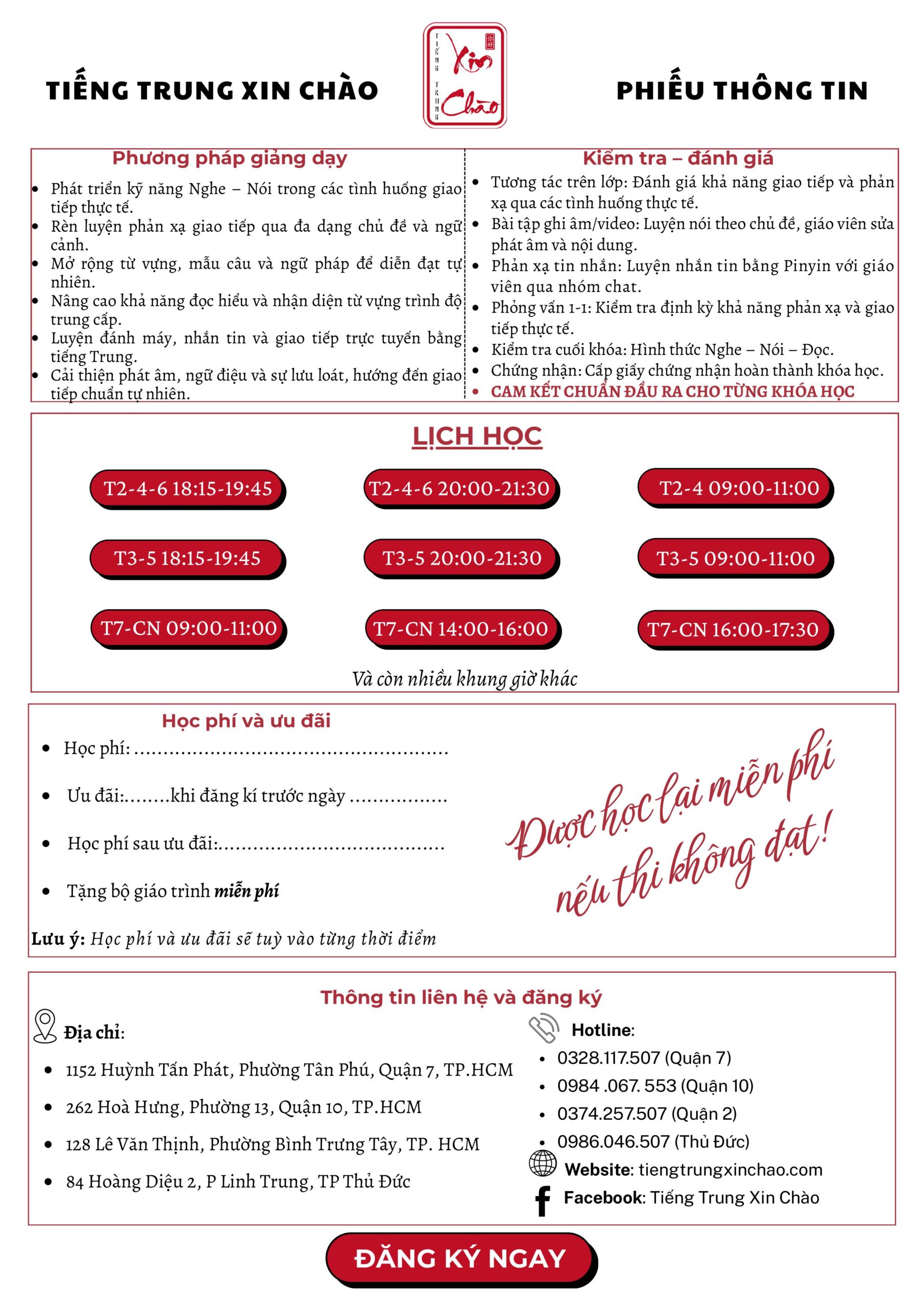 Phiếu thông tin Khóa Giao Tiếp Trung Cấp - trang 2
