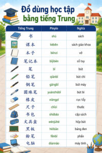Đồ dùng học tập bằng tiếng Trung