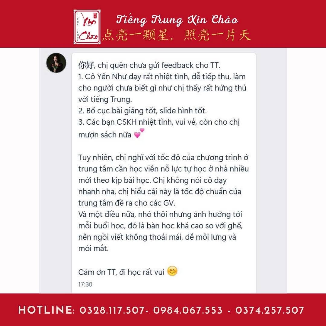 Feedback học viên Tiếng Trung Xin Chào 4