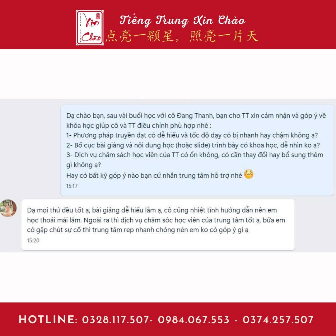 Feedback học viên Tiếng Trung Xin Chào 6
