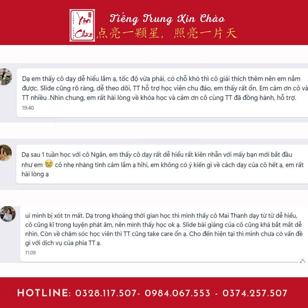 Feedback học viên Tiếng Trung Xin Chào 7